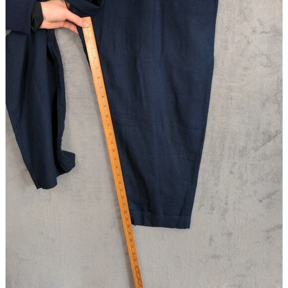 NWT Loft Linen Blend Trousers Size PL Sailor Style Navy High Rise Straight Fit - Picture 5 of 7